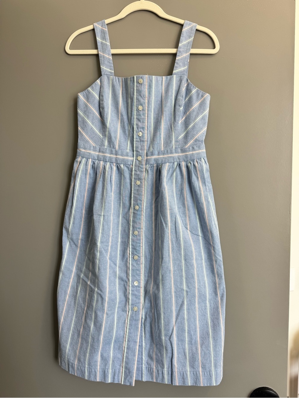 Draper James Women’s Light Blue Striped Button-Front Sundress